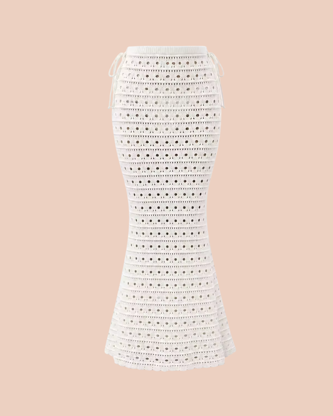 Boho Knitted Skirt in White, high-waist crochet fishtail maxi skirt, SHAPE