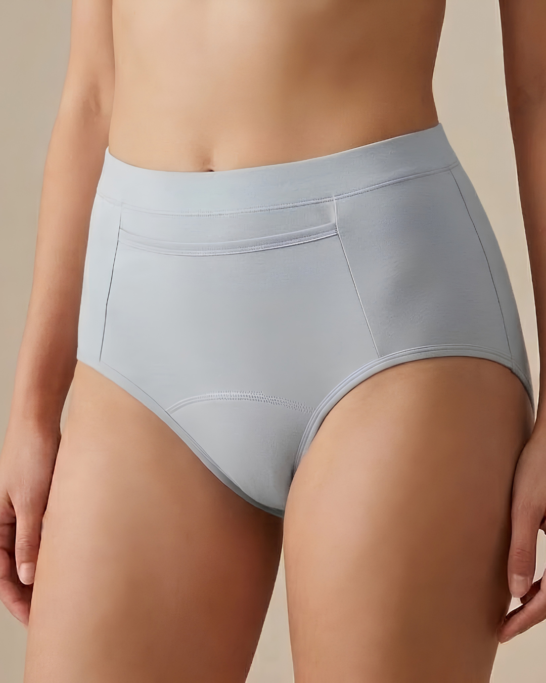 Plain Cotton Brief in Powder Blue, worn by a model — SHAPE Lingerie