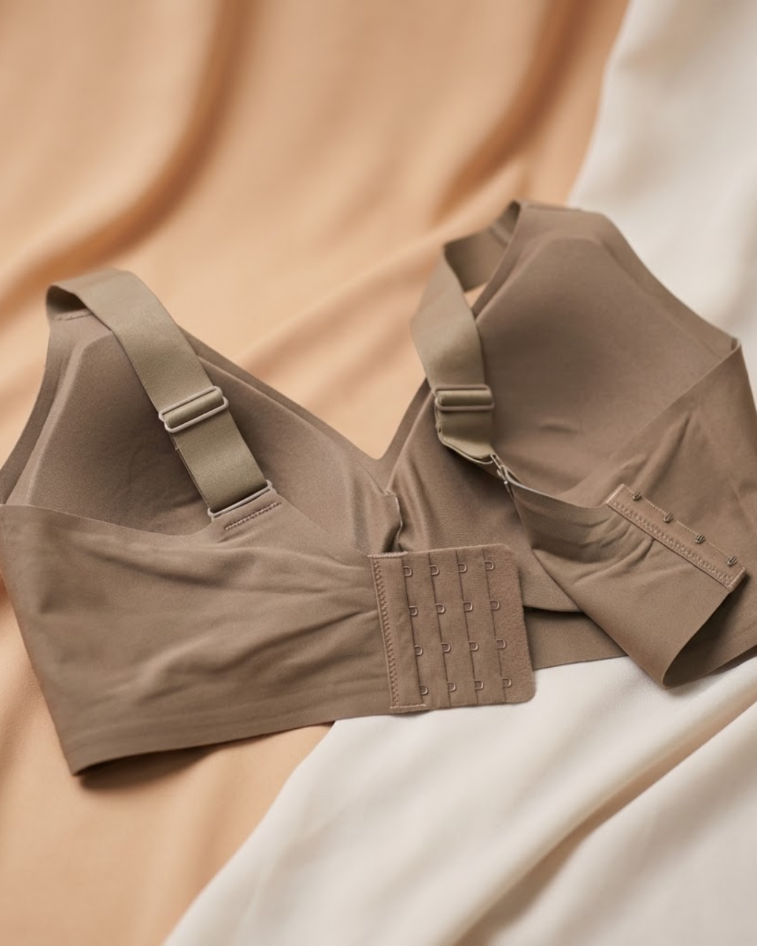 Model wearing SHAPE Plus Size Sculpting Bra in Beige