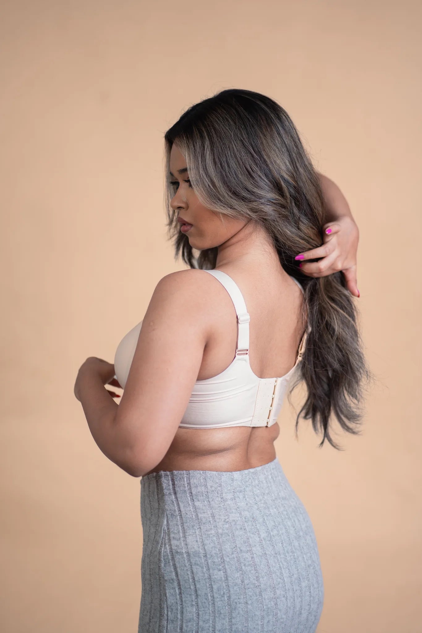 Ivory SHAPE Seamless Contour Bra, back view, on model