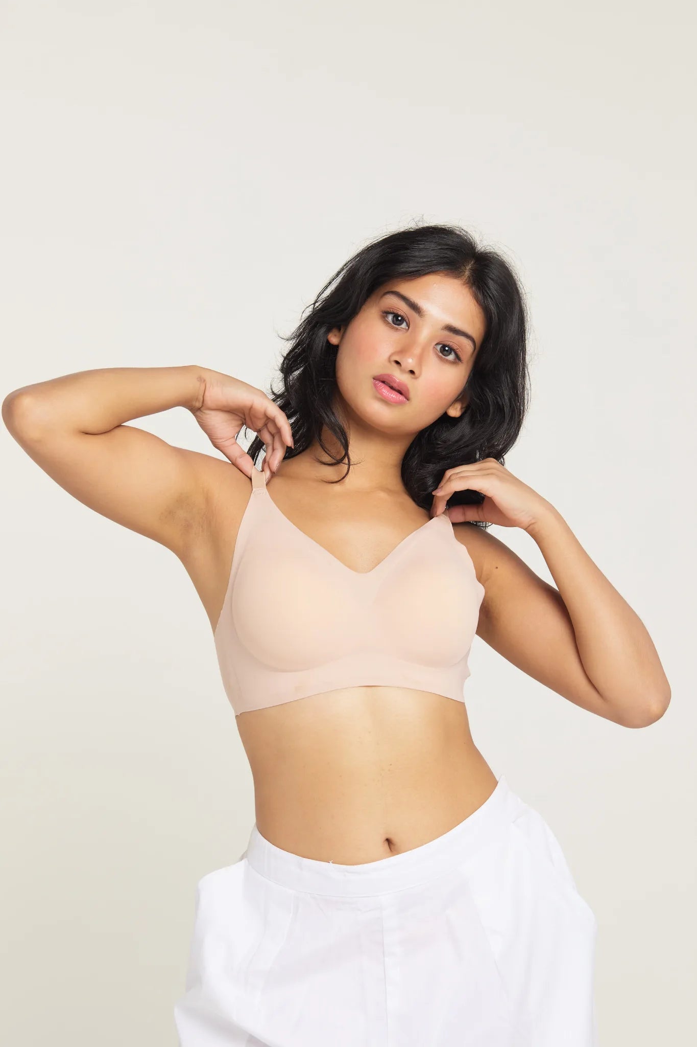 Blush SHAPE Seamless Lite Bra, front view, on model