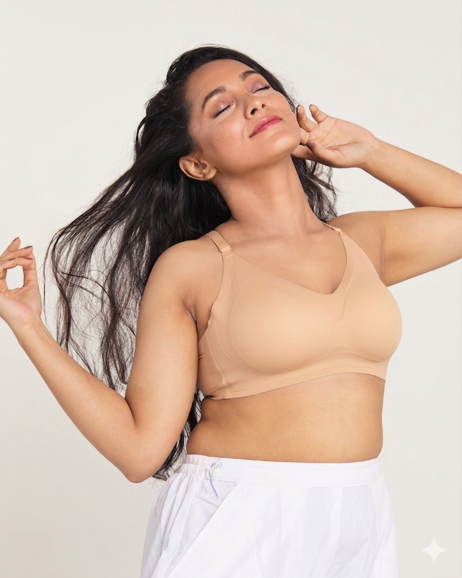 Seamless Lite Bra in Nude, detail view — SHAPE Lingerie