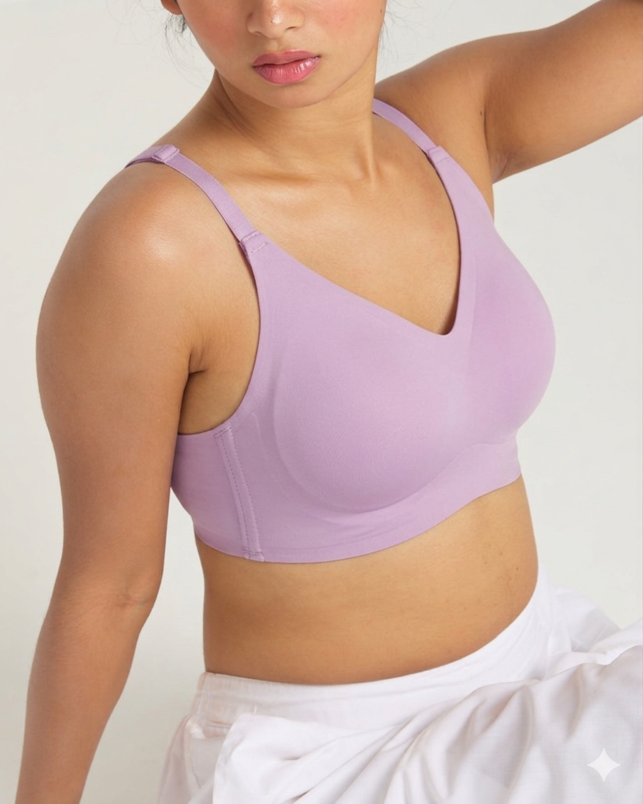 Seamless Lite Bra in Purple, front view — SHAPE Lingerie