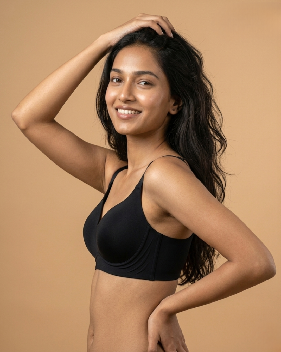 Seamless T-Shirt Bra, detail view black color SHAPE Lingerie
