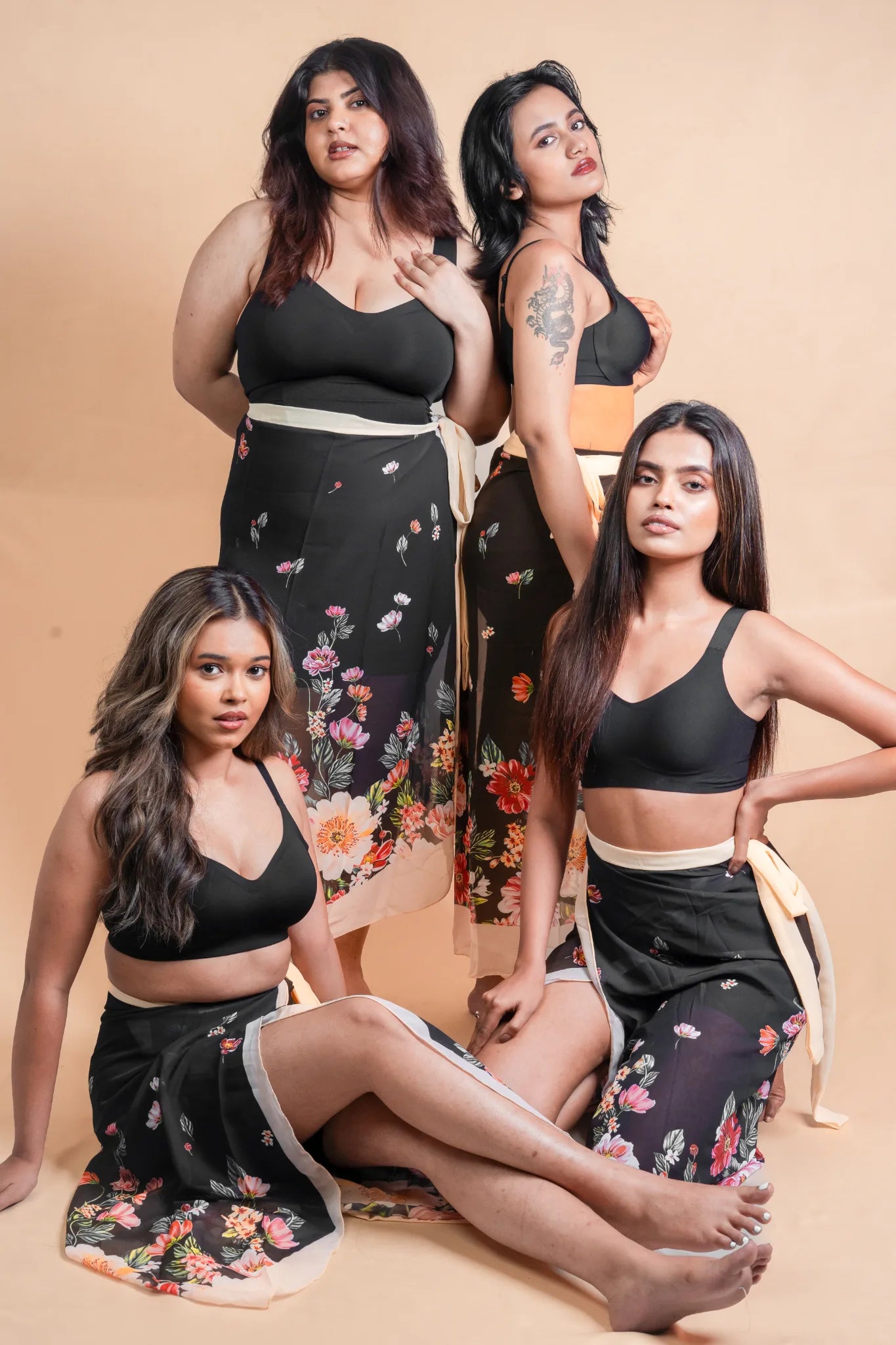 Two models wearing black SHAPE Signature Seamless Bras