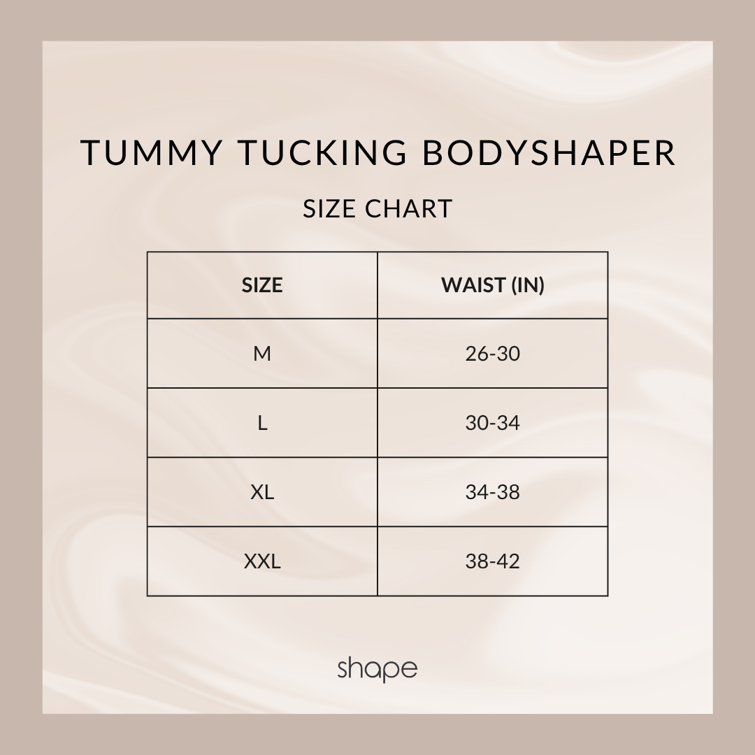 Size chart for Tummy Tucking Bodyshaper — SHAPE Lingerie